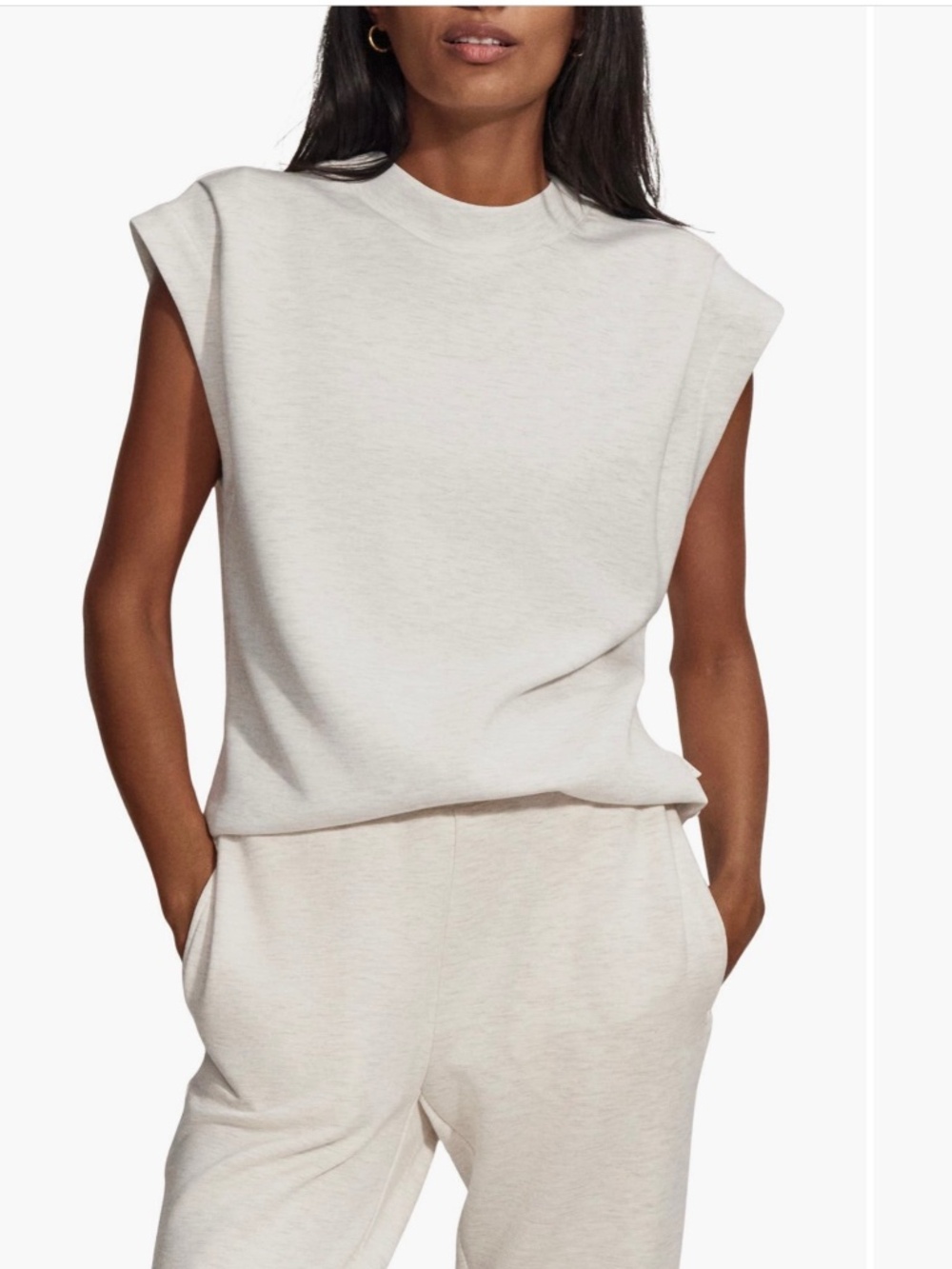 Varley Double Soft Cap Sleeve Sweatshirt, Light grey, Size Large